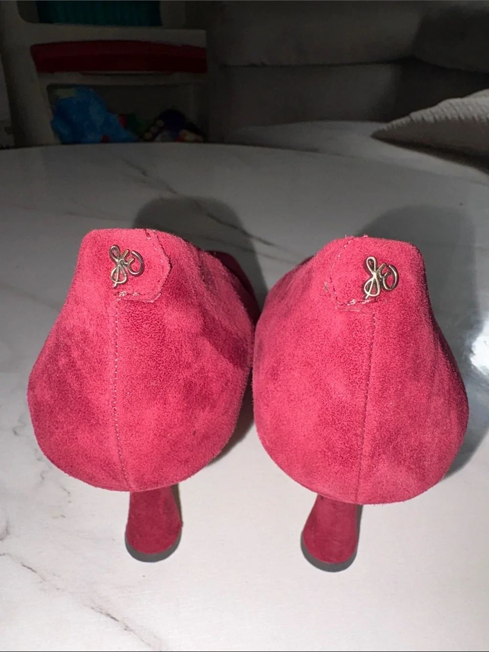 Sam Edelman Burgundy Suede Square-Toe Pumps (READ DESCRIPTION)
